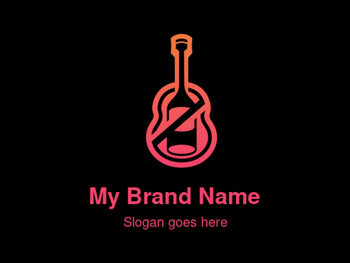 Gradient No Alcohol Guitar Logo - Sober Music Event and Lifestyle Symbol